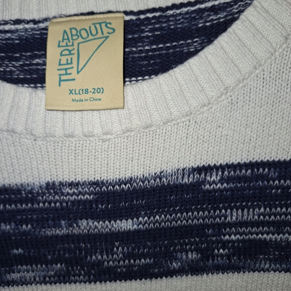 Thereabouts Striped Sweater Navy Blue White Women's XL - Picture 3 of 6